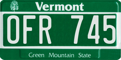VT license plate OFR745