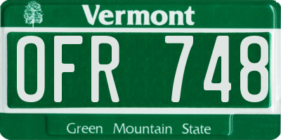 VT license plate OFR748