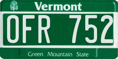 VT license plate OFR752