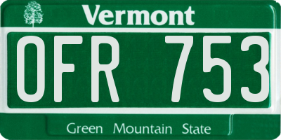 VT license plate OFR753