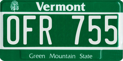 VT license plate OFR755
