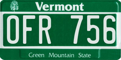 VT license plate OFR756