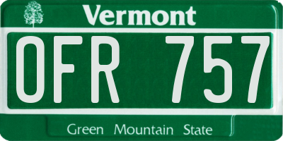 VT license plate OFR757