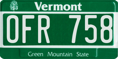 VT license plate OFR758