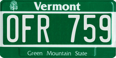VT license plate OFR759