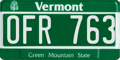 VT license plate OFR763