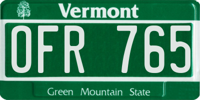 VT license plate OFR765