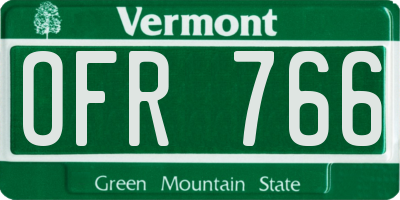 VT license plate OFR766