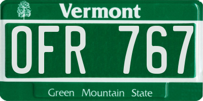 VT license plate OFR767