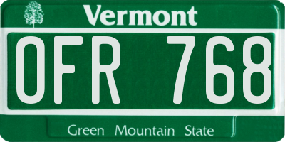 VT license plate OFR768