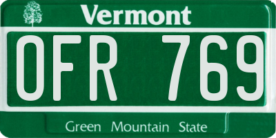 VT license plate OFR769