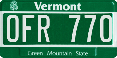 VT license plate OFR770