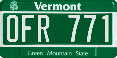 VT license plate OFR771