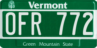 VT license plate OFR772