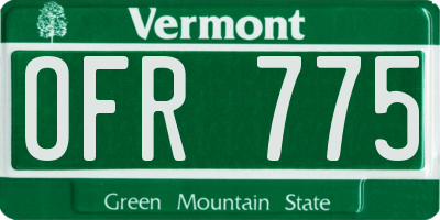 VT license plate OFR775