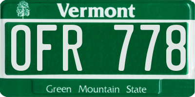 VT license plate OFR778