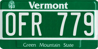 VT license plate OFR779