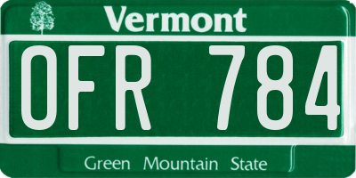 VT license plate OFR784