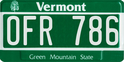 VT license plate OFR786
