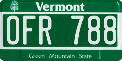 VT license plate OFR788