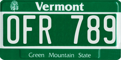 VT license plate OFR789