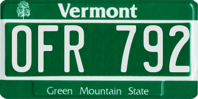 VT license plate OFR792