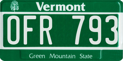 VT license plate OFR793