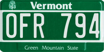 VT license plate OFR794