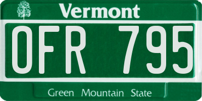 VT license plate OFR795