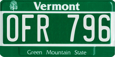 VT license plate OFR796
