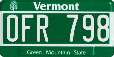 VT license plate OFR798