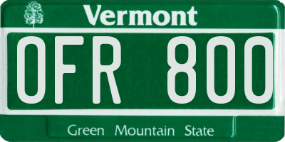 VT license plate OFR800