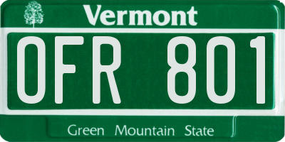 VT license plate OFR801