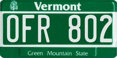 VT license plate OFR802
