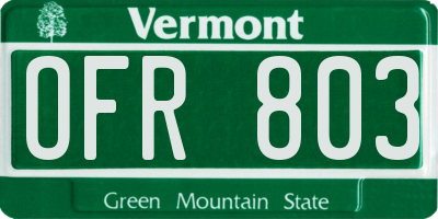 VT license plate OFR803