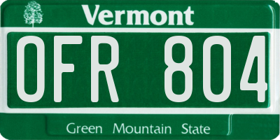 VT license plate OFR804