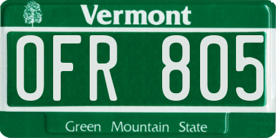 VT license plate OFR805
