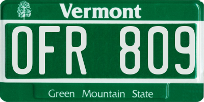 VT license plate OFR809