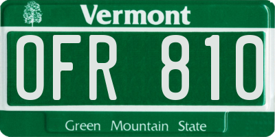 VT license plate OFR810