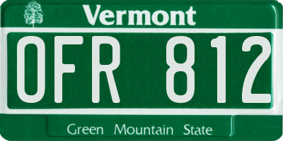VT license plate OFR812