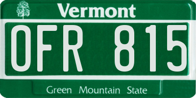 VT license plate OFR815
