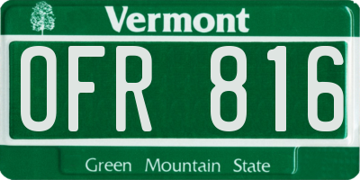VT license plate OFR816