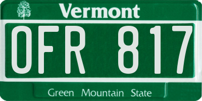 VT license plate OFR817