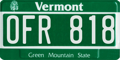 VT license plate OFR818