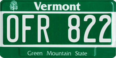 VT license plate OFR822