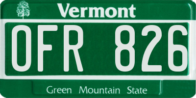 VT license plate OFR826