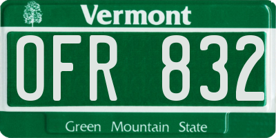 VT license plate OFR832
