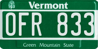 VT license plate OFR833