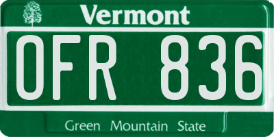 VT license plate OFR836