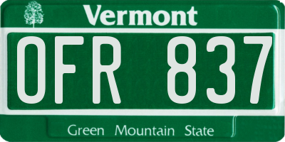 VT license plate OFR837